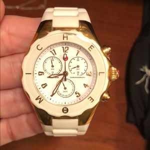 Michele White/Rose Gold Tahitian Jelly Bean Watch